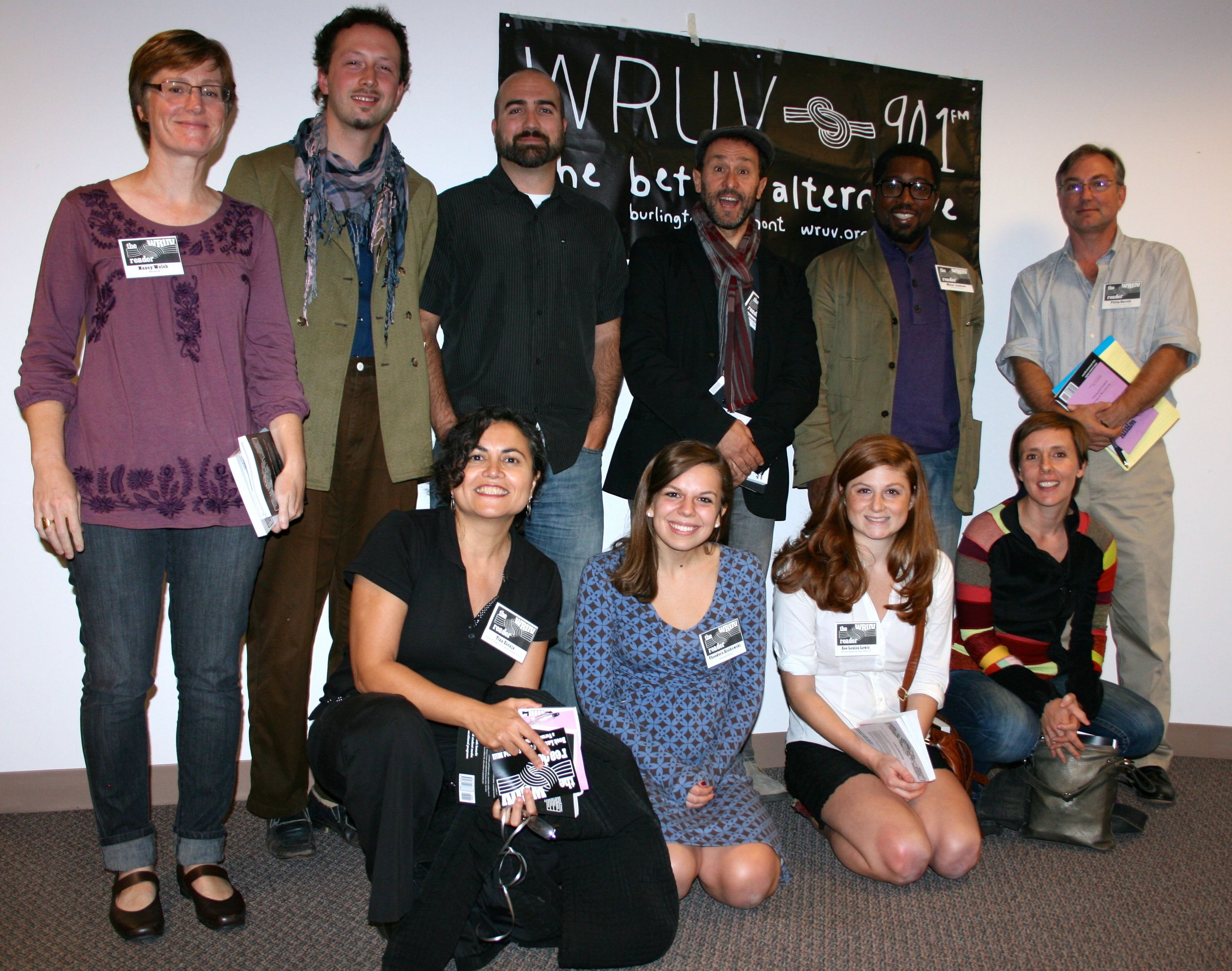 We launched The WRUV Reader in Fall 2012. Readers included (clockwise from left) Nancy Welch, Ben Aleshire, Aaron Smith, Antonello Borra, Major Jackson, Phillip Baruth, Abby Paige, Zoe Lewis, Theodora Ziolkowski and Tina Escaja. 